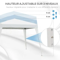 Outsunny Tonnelle de Jardin 3x3m Pop up Tente Pliable Acier Polyester imperméabilisé Anti UV avec Sac de Transport Blanc(m-7)