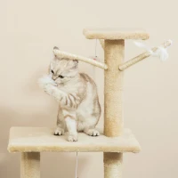 PawHut Árbol para Gatos de 134,2 cm con Nidos Plataformas Casetas Ratón de Juego Hamaca y Postes de Sisal 50x35x134,2 cm Beige(m-9)