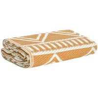 Outsunny Outdoorteppich Terrassenteppich, wetterbeständig, modernes Design, 121 cm x 182 cm x 0,3 cm, Grün + Creme(m-8)