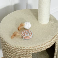 PawHut Árbol Rascador para Gatos Árbol de Actividades para Gatos con Cueva de Felpa Postes de Yute Plataforma Cómoda 61x41x96 cm Beige y Café(m-9)