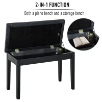 HOMCOM Sgabello Pianoforte Professionale con Vano Portaoggetti Finta Pelle, Legno 76 x 36 x 50cm Nero Sgabello Panchetta Panchina Sedia per Pianoforte con vano portaoggetti(m-5)