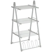 HOMCOM Tendedero Eléctrico Plegable de 3 Niveles Secador de Ropa y Zapatos de Aleación de Aluminio 66x73x135 cm Plata(m-1)