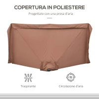 Outsunny Ombrellone Semicircolare 2.3x1.3 m da Terrazza e Giardino per Parete con Manovella, Caffè(m-5)