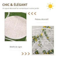 Outsunny Ensemble de jardin bistro 3 pièces 2 chaises pliantes et table ronde en métal époxy et plateau mosaïque - blanc(m-4)