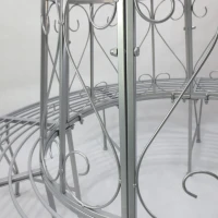 Outsunny Outdoor Garden Metal Round Tree Bench Seat Diameter 160cm Height 90cm Silver(m-9)