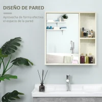 kleankin Armario con Espejo para Baño con Estantes Mueble para Baño Estilo Moderno 63x15x65 cm Blanco(m-4)