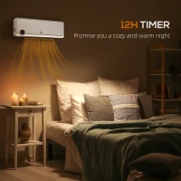 HOMCOM Wall Downflow Heater 2 Heat and Fan 1000W/2000W, Electric Space Heater with Timer Remote Oscillating, for Bedroom Home Office, White(m-4)