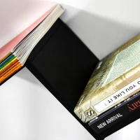 HOMCOM Etagères murale flottante - design contemporain en V - kit fixation inclus - panneaux particules noir(m-7)