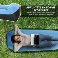 Outsunny Hamac Gonflable Chaise Longue transat Gonflable Pliable avec sac de transport pour Le Camping, la Mer, la Plage(m-5)
