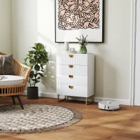 HOMCOM Elegant Chest of Four Drawers - White(m-10)