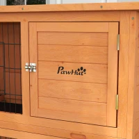 PawHut Two-Tier Antiseptic Wood Rabbit Hutch, 92cm Guinea Pig Hutch with Run - Orange(m-9)