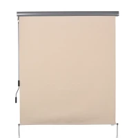 Outsunny Senkrechtmarkise Balkonmarkise Vertikalmarkise Windschutz Seitenrollo Sichtschutz mit Handkurbel Polyesterstoff+Aluminium Cremeweiß 250 x 160 cm(m-10)