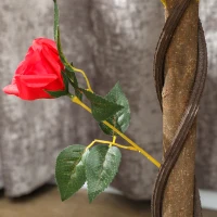 Outsunny Set of 2 Artificial Plants White Rose Floral in Pot, Fake Plants for Home Indoor Decor, 90cm, Red(m-8)