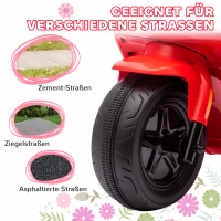 AIYAPLAY 6V Elektro-Motorrad für Kinder, mit Scheinwerfer und Musik, Vor- und Rückwärtsgang, Trainingsräder, 18-36 Monate, Rot(m-8)