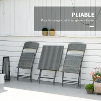 Outsunny Ensemble Meubles de Jardin Design Table carré et chaises Pliables résine tressée Imitation rotin gris(m-5)