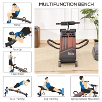 HOMCOM Multifunctional Sit Up Bench Adjustable Utility Board Ab Exercise Workout Fitness with Headrest for Home, Office and Gym, Black(m-6)