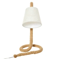 HOMCOM Lampada da Tavolo Stile Marinaro in Corda, Tessuto e Metallo, 29.5x21x43.5 cm, Beige(m-4)