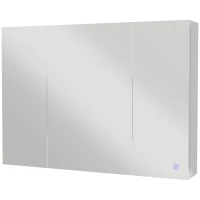 kleankin Armoire murale miroir avec éclairage LED de Salle de Bain 2 en 1, meuble 3 portes,  dim. 90L x 15l x 65H cm(m-1)
