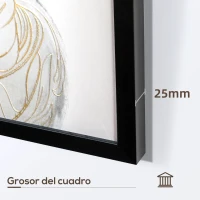 HOMCOM Cuadro en Lienzo de Buda con Textura Dorada para Decoración en Dormitorio Salón Cocina  83x83 cm Multicolor(m-7)