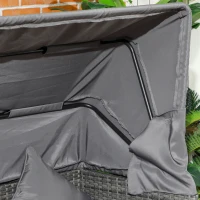 Outsunny Garten-Sofagarnitur, 4-tlg., mit Sonnendach, Kissen, Polyrattan/Metallrahmen, Grau(m-9)