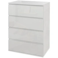 HOMCOM High Gloss Chest of Drawers, 4-Drawer Storage Cabinets, Modern Dresser for Bedroom, White(m-11)