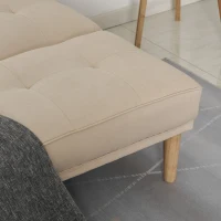 HOMCOM Divano Letto 3 Posti con Schienale Regolabile su 3 Livelli, 2 Cuscini e Braccioli Rimovibili, Beige, 185x84x85cm(m-9)