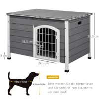 PawHut Hundehütte Hundehaus mit Tür Hundebox Gitterbox TransportKäfig für Katzen Hasen Outdoor wasserdicht Grau Tanne 80 x 55 x 53,5 cm(m-3)