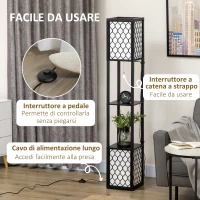 HOMCOM Lampada da Terra a Colonna in MDF e Plastica con 2 Ripiani, per Soggiorno, Studio e Camera da Letto, 26x26x156 cm(m-6)
