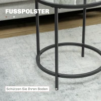 HOMCOM Runder Beistelltisch mit Glasplatte und Metallrahmen, kleiner Kaffeetisch für Wohnzimmer, Schlafzimmer, Schwarz(m-6)