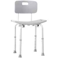 HOMCOM Taburete de Ducha Silla para Ducha con Respaldo Antideslizante Altura Regulable en 8 Niveles Carga 136 kg(m-11)