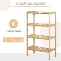HOMCOM Standregal Bücherregal 4-stufiges Bambusregal Büroregal Lagerregal Aktenregal Küchenregal für Bad Küche Wohnzimmer Schlafzimmer Bambus Natur 62 x 33 x 112 cm(m-4)