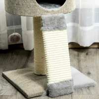 PawHut Árbol Rascador para Gatos Pequeño Altura 50 cm Torre Escalador de Gato con Cueva Rampa Poste Rascador de Sisal Natural y Bola Colgante 30x30x50 cm Beige Oscuro(m-8)