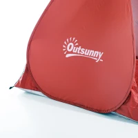 Outsunny Abri de plage tente de plage pliable pop-up automatique instantané protection UV fenêtre arrière grand tapis de sol rouge brique(m-8)