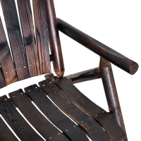 Outsunny Schaukelstuhl mit Armlehne, Wetterfest, Massivholz Verkohlt, 97 x 69 x 93cm(m-8)