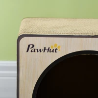 PawHut 2 in 1 Cat Scratcher, Radio Shape Cat House with Catnip, 57 x 24.5 x 39cm, Natural Wood Finish(m-8)