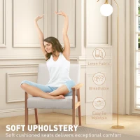 HOMCOM Modern Armchair, Linen Upholstered Sofa with Solid Wood Legs and Wide Seat, Accent Chair for Living Room Bedroom Office, Cream White(m-5)