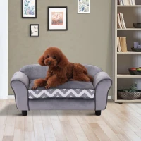 PawHut Dog Sofa Bed for XS-Sized Dogs, Cat Sofa with Soft Cushion, Pet Chair Lounge with Washable Cover, Removable Legs, Wooden Frame - Grey(m-10)