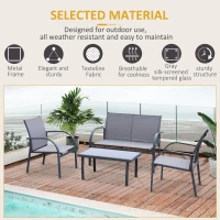 Outsunny Four-Piece Minimal Garden Patio Set - Grey(m-6)