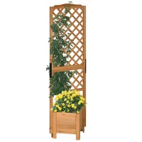 Outsunny Jardinière avec treillis sur pieds pour plantes - dim. 54,5L x 52l x 180H cm - Bois Sapin pré-huilé(m-1)