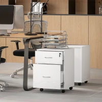 HOMCOM Two Drawer Lockable Filing Cabinet - White Wood Grain(m-8)
