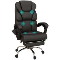 Vinsetto Silla de Oficina con 6 Puntos de Masaje Silla de Escritorio Reclinable de PU con Control Remoto 63x57x118-126 cm Marrón(m-10)