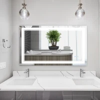 kleankin Espejo de Baño con Luz LED con Interruptor Táctil Color de Luz Ajustable y Función de Memoria 100x60 cm Plata(m-9)