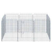PawHut Freilaufgehege Welpenauslauf Welpenzaun Laufstall Welpengitter für Tiere 8-teilig B63 x H91 cm(m-10)