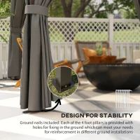 Outsunny 3 x 3.6m Hardtop Gazebo Canopy with Polycarbonate Roof Garden Pavilion with Removable Curtains and Steel Frame, Dark Grey(m-7)