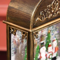 HOMCOM Weihnachtsdeko Schneekugel, Winterlaterne, Schneemänner, Musik & Licht, 16,6 x 8,8 x 26,3 cm(m-7)