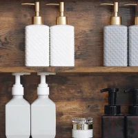 kleankin Armario con Espejo de Baño con Luz LED Mueble de Baño Colgante con Interruptor Táctil 70x15x65cm Marrón Rústico(m-9)