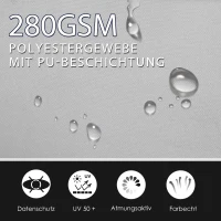 Outsunny Seitenmarkise 300 x 160 cm Sicht- und Sonnenschutz Seitenrollo für Balkon Terrasse UV50+ Polyester Grau(m-4)