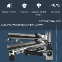 HOMCOM Stepper Fitness con Maniglia e Bande Elastiche, Stepper con Monitor LCD per Allenamento a Casa e Palestra, Argento(m-5)