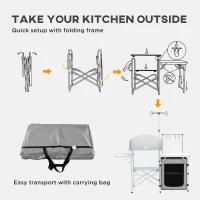 Outsunny Multi-Feature Folding Camping Kitchen, with Wind Shield(m-6)