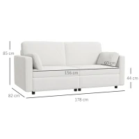 HOMCOM Sofá de 3 Plazas Sofá de Salón Tapizado en Poliéster con 2 Cojines Sofá de Diseño para Dormitorio 178x82x85 cm Crema(m-3)